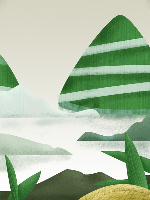 唯美手繪端午節(jié)風(fēng)景插畫(huà)背景