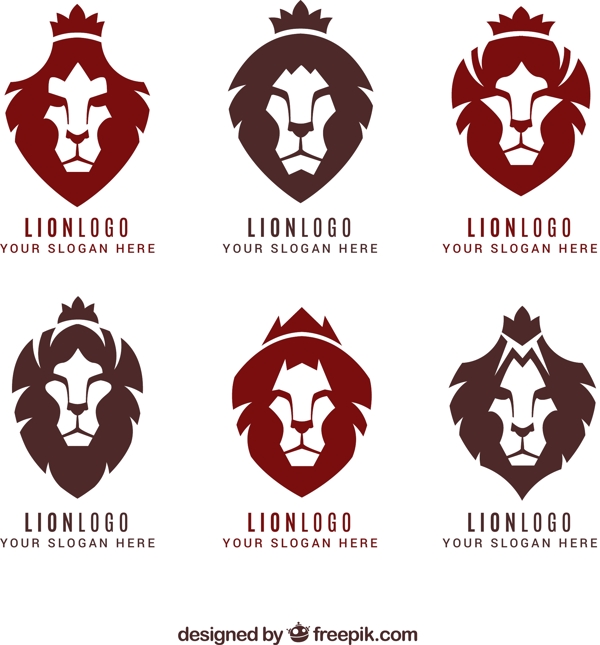 6款彩色王冠狮子标志