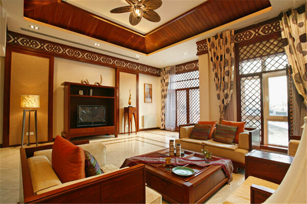 东南亚风情复式别墅客厅装修效果图
