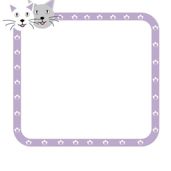紫色的猫咪边框插画