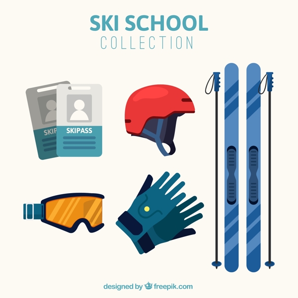 5款扁平化冬季滑雪用品
