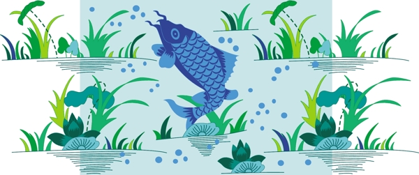 矢量魚水草圖片