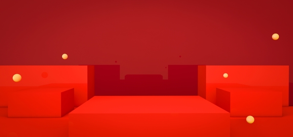 C4D红色盒子堆积舞台背景