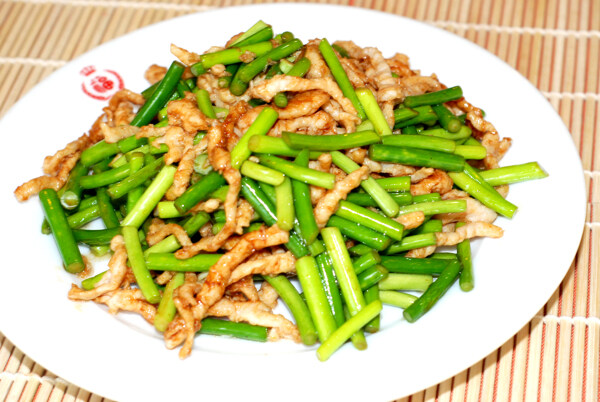 蒜苔肉絲圖片