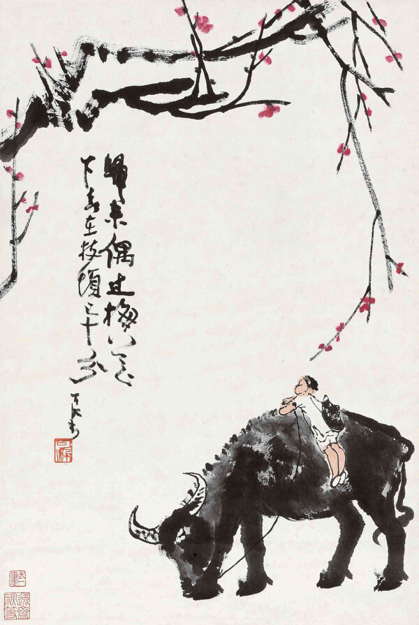 牧牛梅花圖圖片