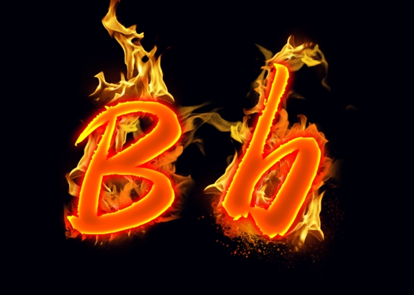 火焰英文字母Bb分层