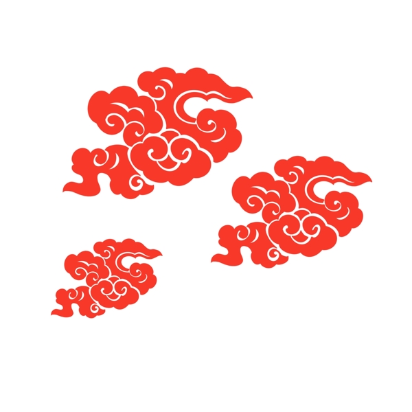 手繪中國風紅色云紋免扣素材
