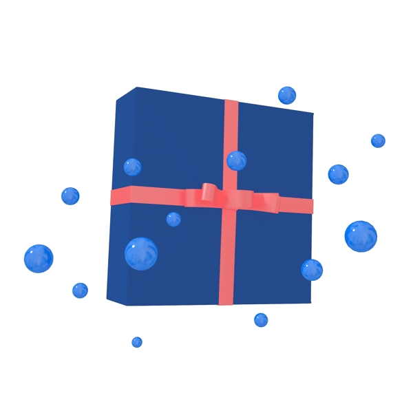 电商装饰深蓝色礼盒C4D可商用元素