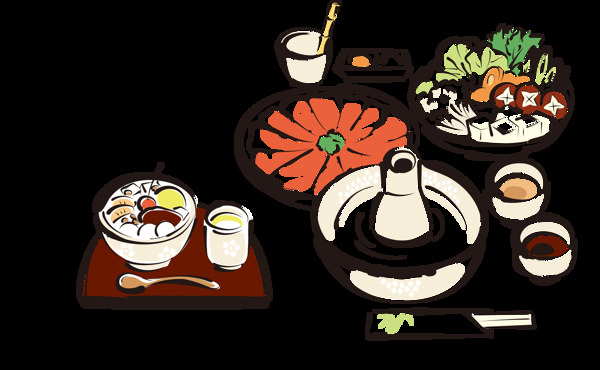 清新手绘日式美食装饰元素