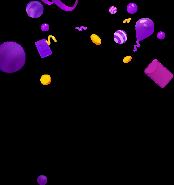 卡通紫色气球装饰物品png元素