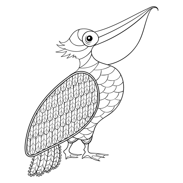 艺术手绘线条大嘴鸟插画