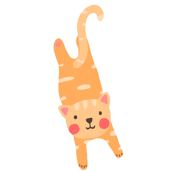 手绘飞扑的猫咪动物设计