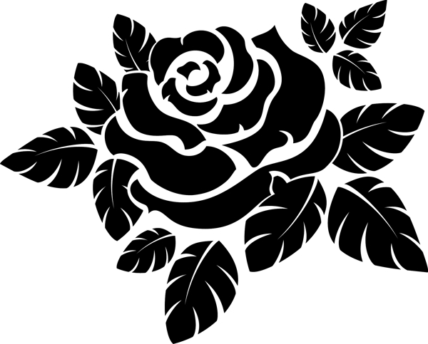黑白玫瑰花图案