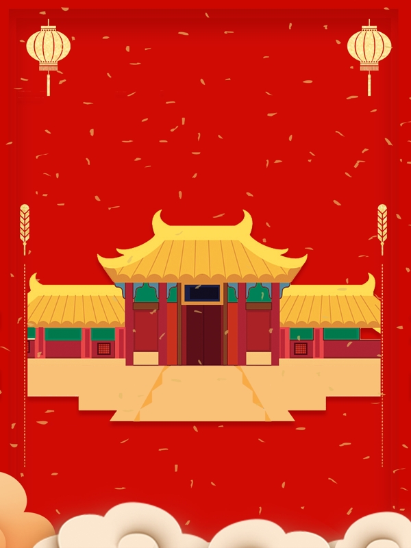 中国风门庭开门红元旦背景设计