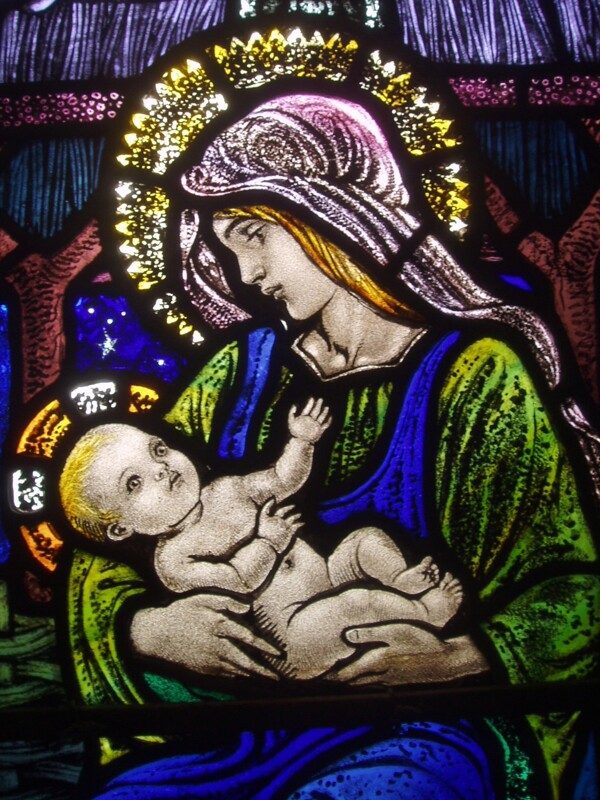 教堂玻璃彩绘玻璃圣母玛利