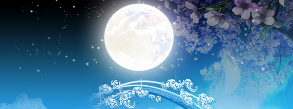精美蓝色月亮banner背景