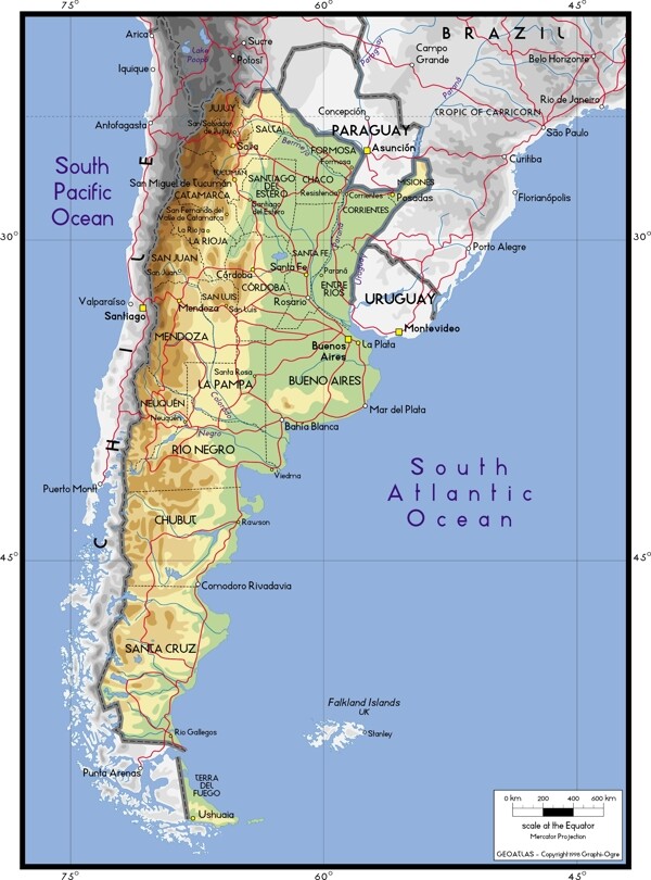 世界的物质阿根廷美丽的矢量地图的地图