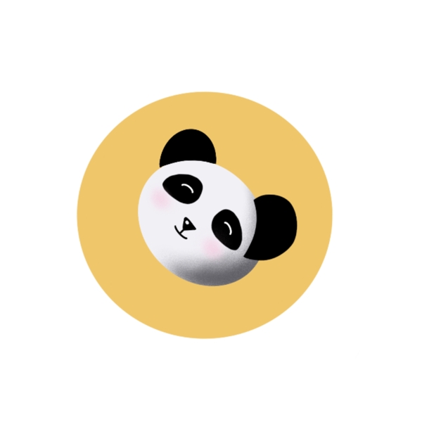 可爱熊猫头像简单黄色黑白图标元素