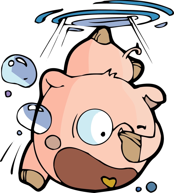 卡通生肖猪年素材可爱潜水的小猪矢量图13