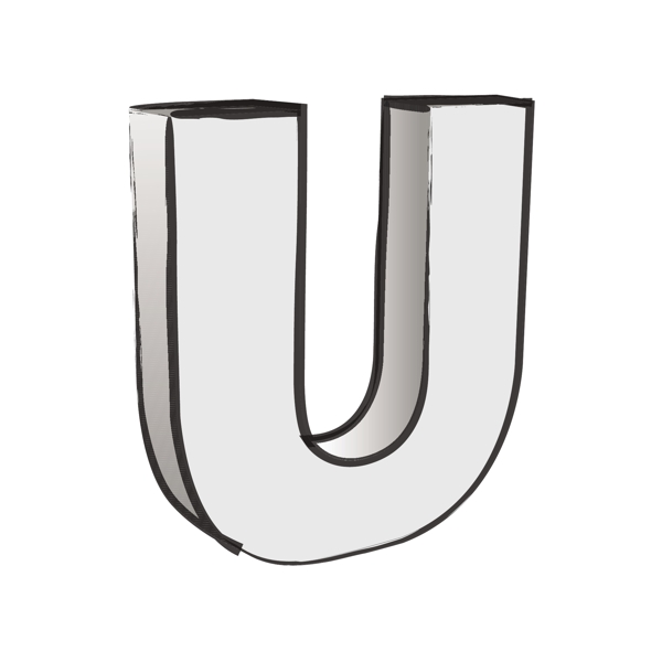 復(fù)古的3D字母U的文本向量
