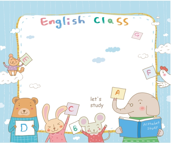 英语学习动物漫画矢量EPS01