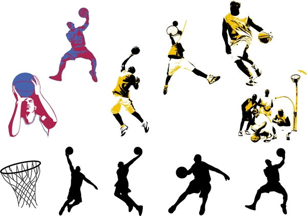篮球扣篮人物剪影运动图片