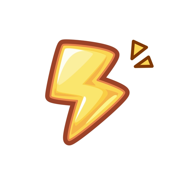 閃電卡通黃色描邊類元素