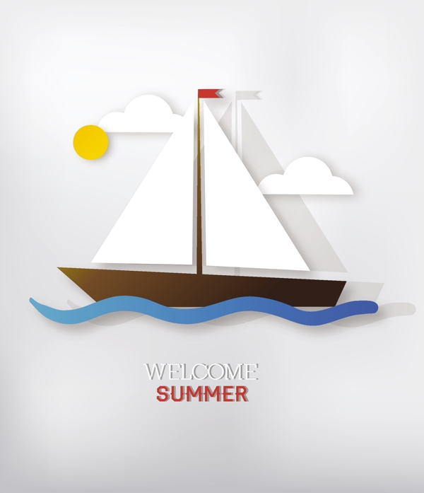 隨著帆船夏矢量插畫