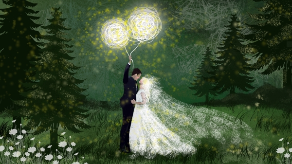 婚礼婚纱森林森系气球灯圣诞树