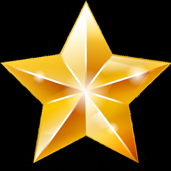 金色立体五角星星免抠png透明素材