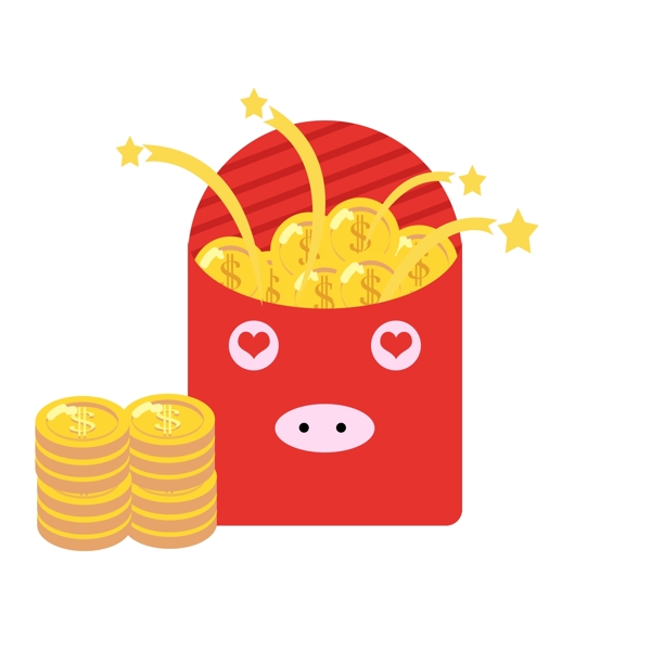 新年豬年紅包金幣素材