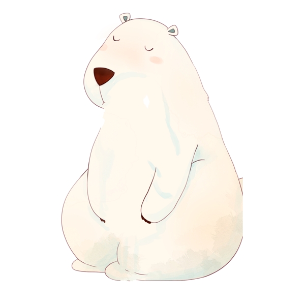 卡通可爱一只大白熊动物设计