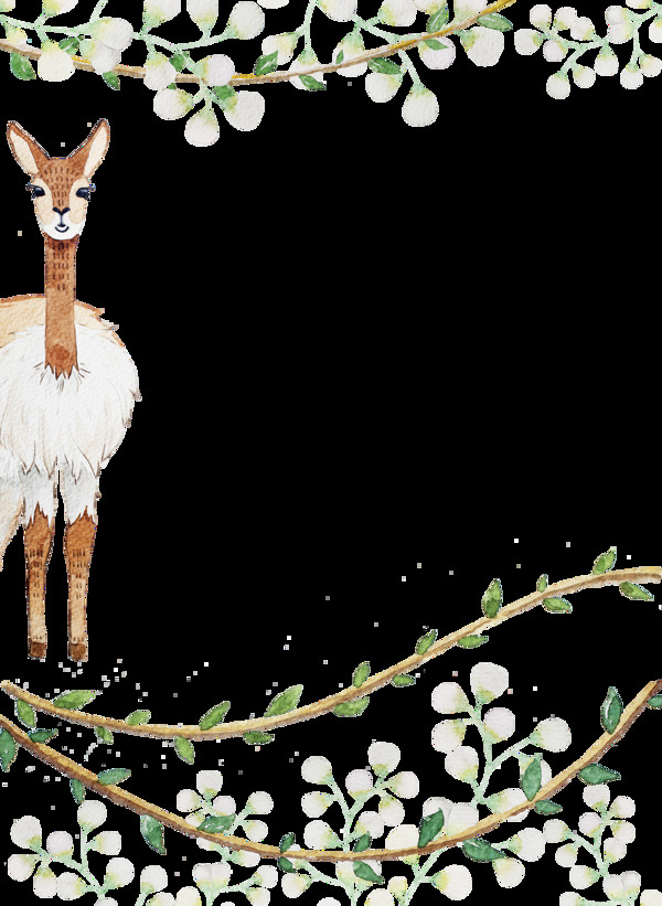 彩绘童话花枝动物图案