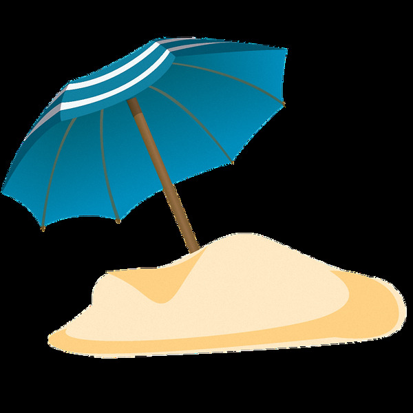 夏天蓝色太阳伞免抠png透明素材