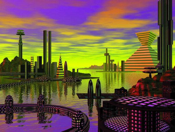 城市科幻三维电脑艺术