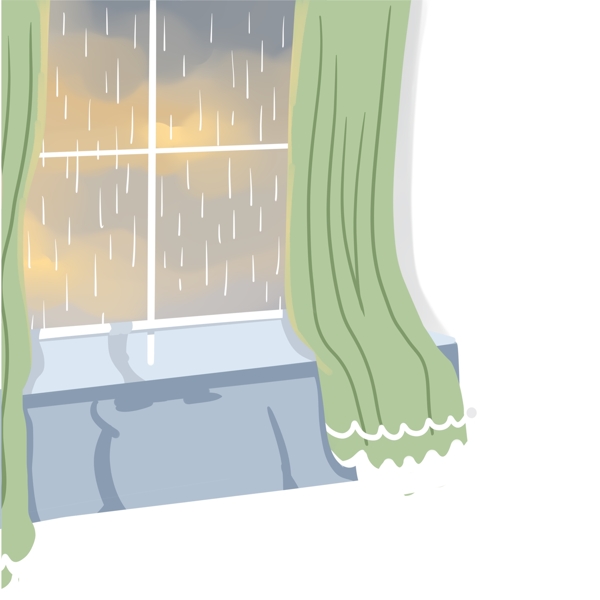 一个下雨天的窗台
