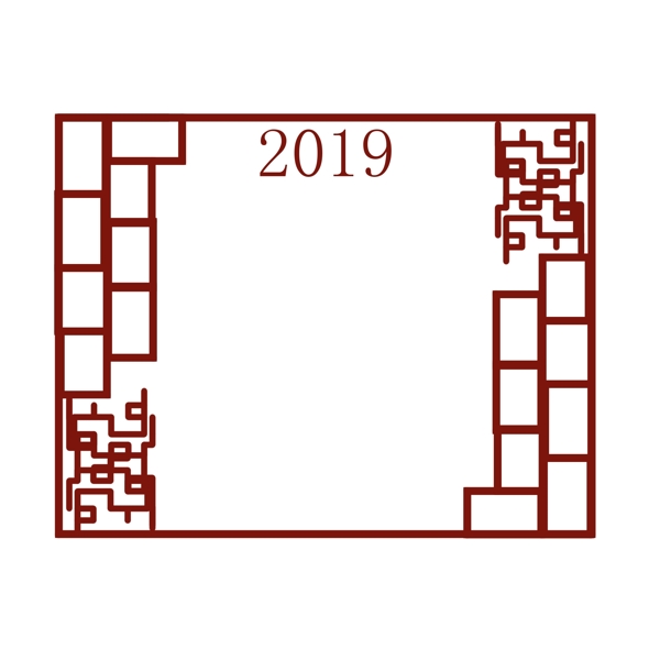 新年立體邊框插畫