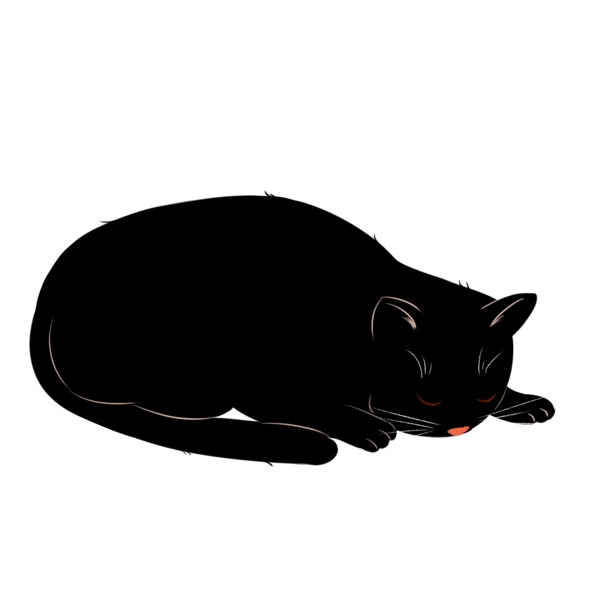 黑色动物猫猫插画