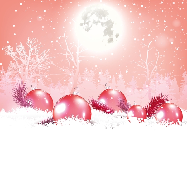 圣诞背景闪亮的月亮和装饰物自由向量