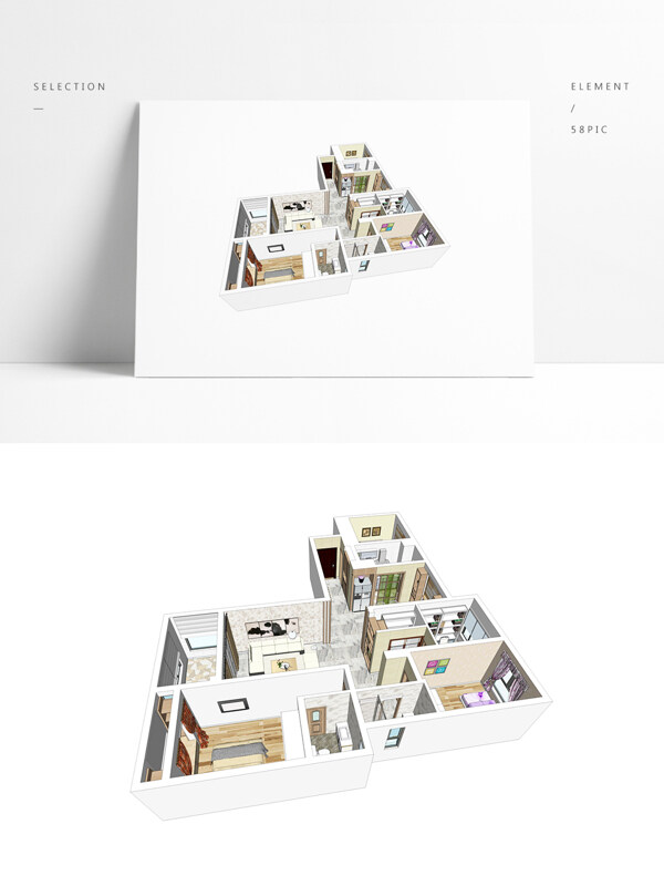 四房户型住宅设计SU模型