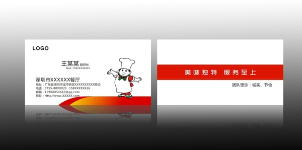廚師名片圖片