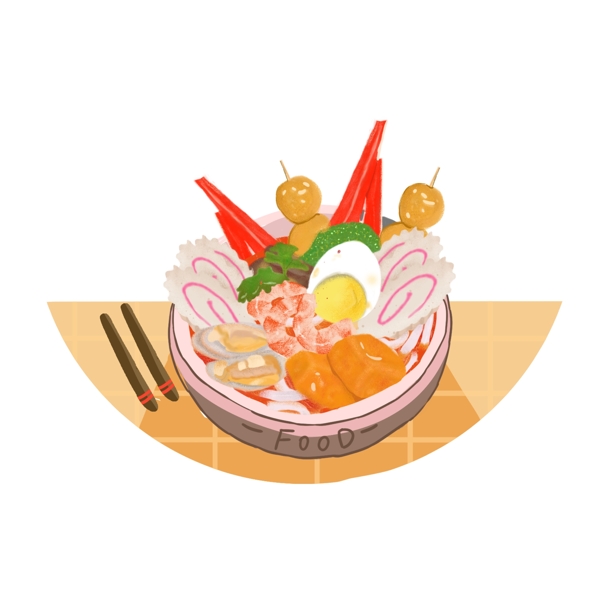 美食食物火锅麻辣烫手绘卡通可爱元素