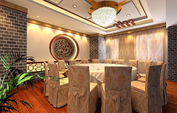 中式酒店餐厅模型图片