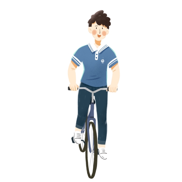 卡通可爱骑自行的男孩子