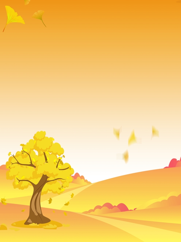 秋季银杏树落叶背景设计
