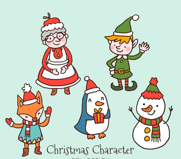 5款创意手绘圣诞角色