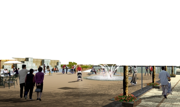 喷泉广场景观设计效果图