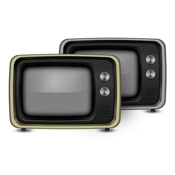 家用日常生活用品老式黑白电视机效果素材