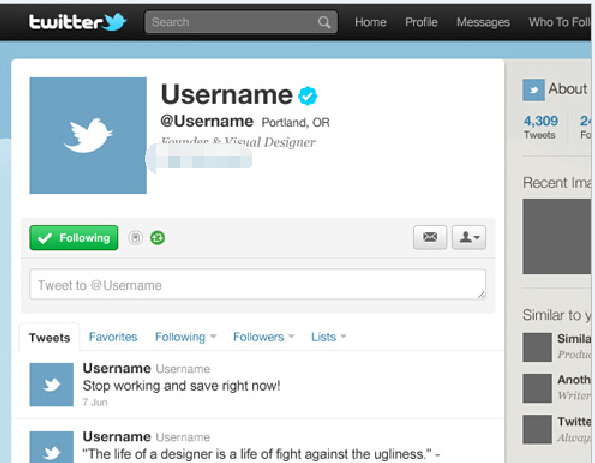 Twitter的图形用户界面PSD模板