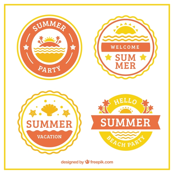 夏季元素圆形贴纸图标